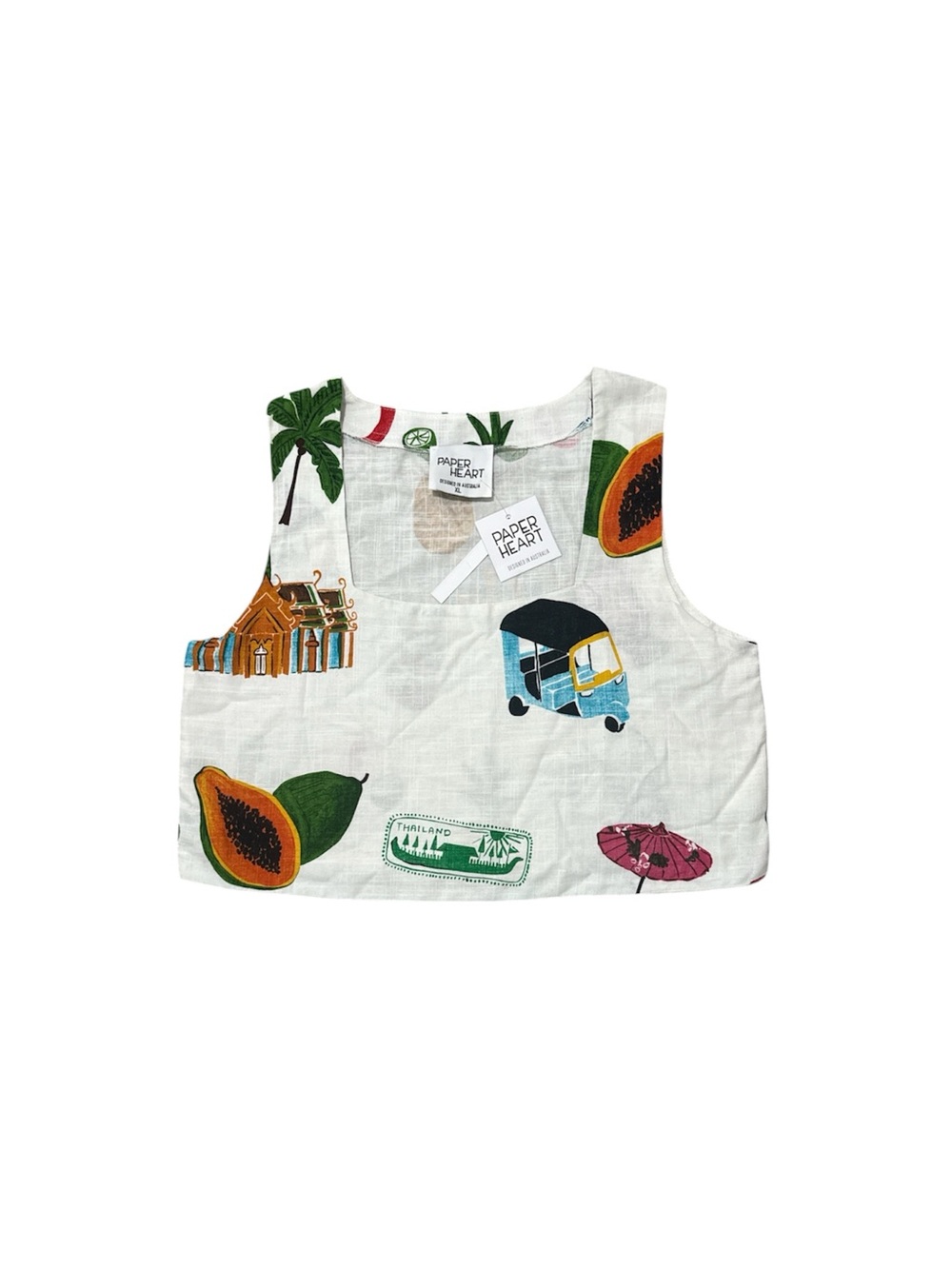 NWT Paper Heart Linen Blend Crop Top XL